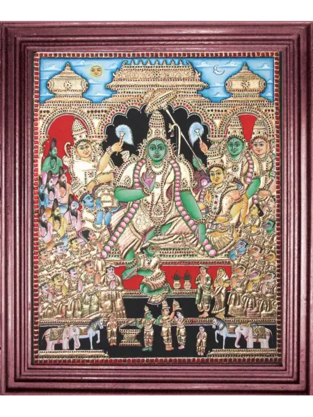 Ram Darbar Painting – Ramar Pattabishegam Tanjore Artwork